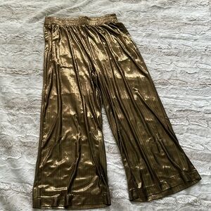 Metallic Gold Casual Wide Leg Trouser